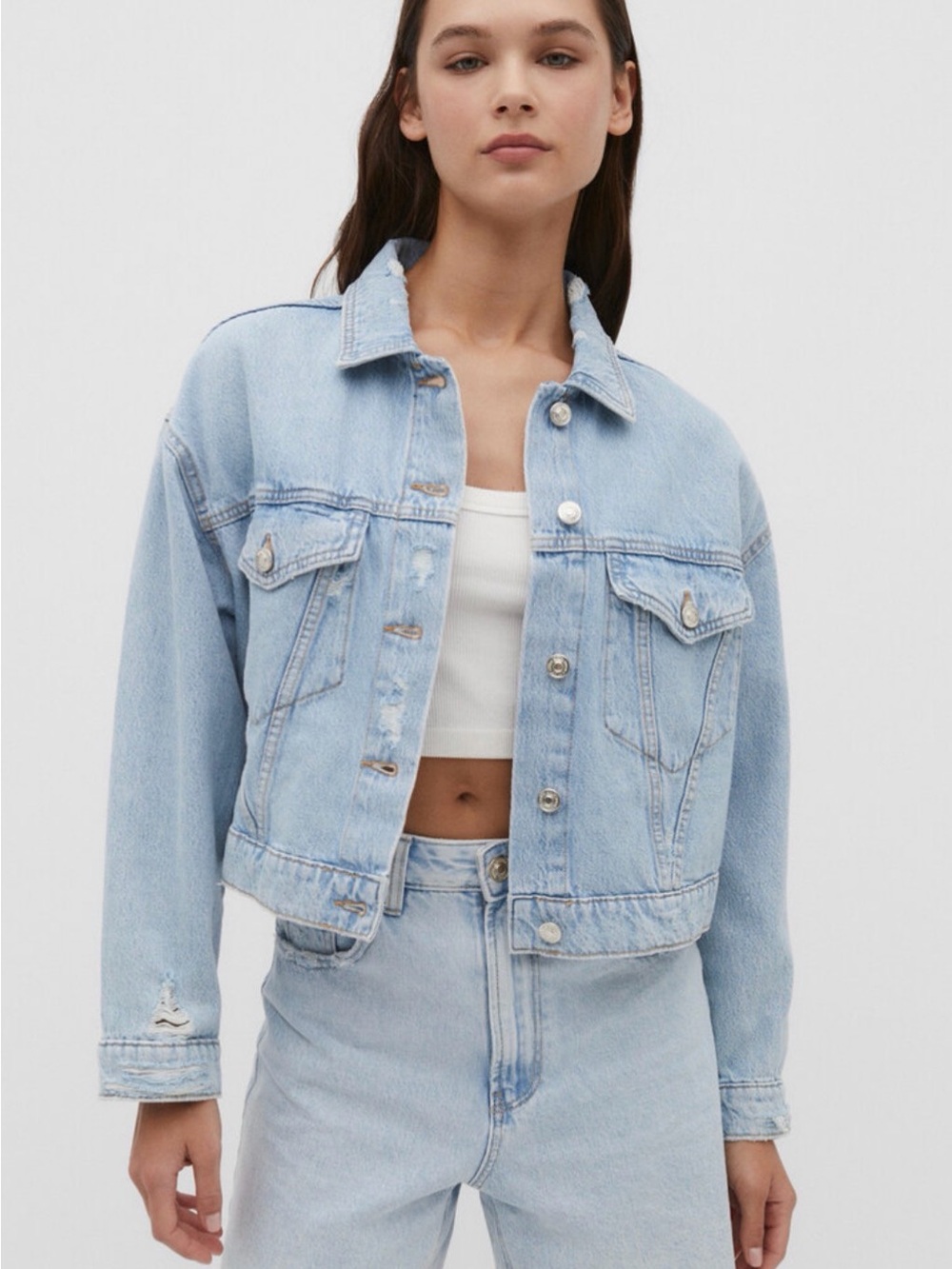 Stradivarius Cropped Jean Jacket